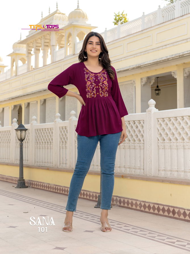 Sana Vol 3 By Tips Tops Rayon Short Ladies Top Wholesale Shop in Surat
